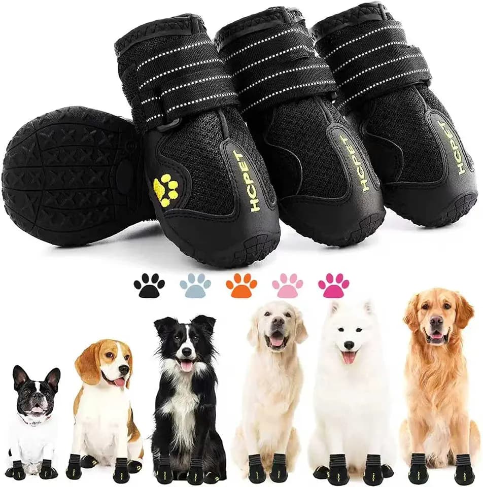 Hcpet Dog Boots Waterproof with Reflective Straps, Dog Shoes for Small Medium Large Puppy Outdoor Paw Protectors 4Ps, 8 (width 2.95 inch) for 74-91 lbs