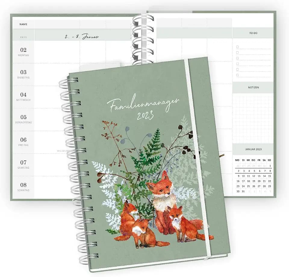 Familienkalender 2023 Buch mit 5 Spalten I 1 Woche 2 Seiten I Buchkalender für die Familie I Familienplaner I Kalender mit To Do Listen, Ferienterminen, Stundenplänen uvm.
