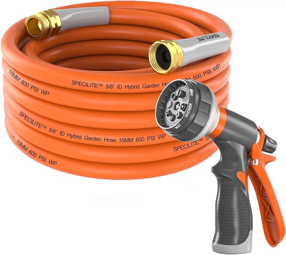 SPECILITE Garden Water Hose 25 ft x 5/8" for yard, Heavy Duty & Flexible