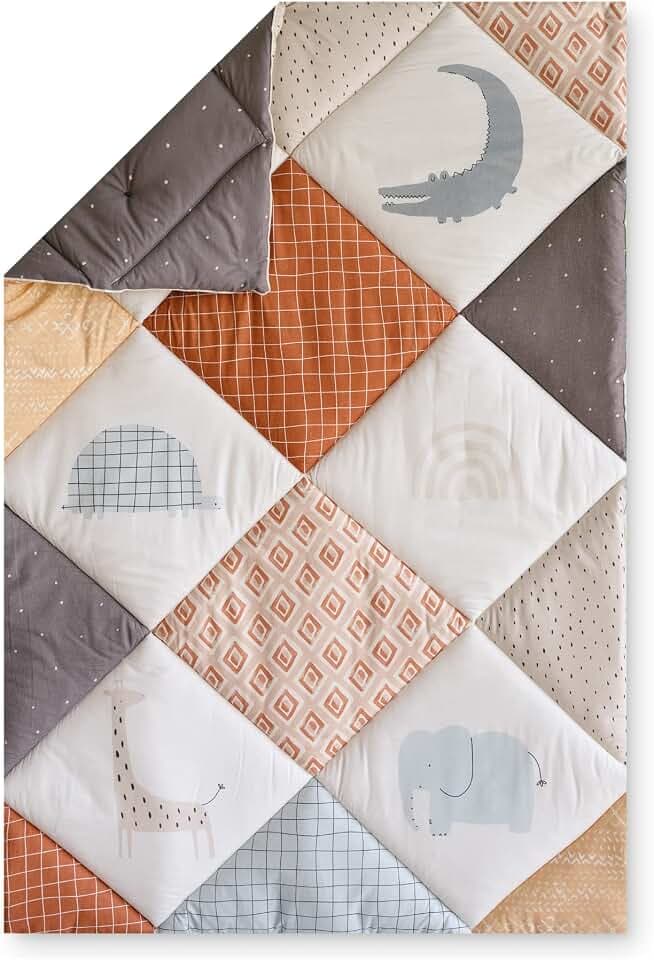 Julius Zöllner Krabbeldecke Organic | Gr. 95x135 cm | Made in Germany | 100% Bio-Baumwolle | OEKO-TEX® STANDARD 100 | Wild Patch