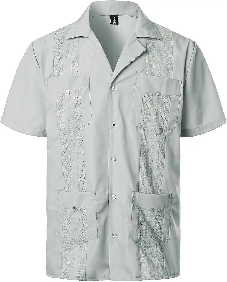 VATPAVE Mens Short Sleeve Button Down Cuban Guayabera Shirts