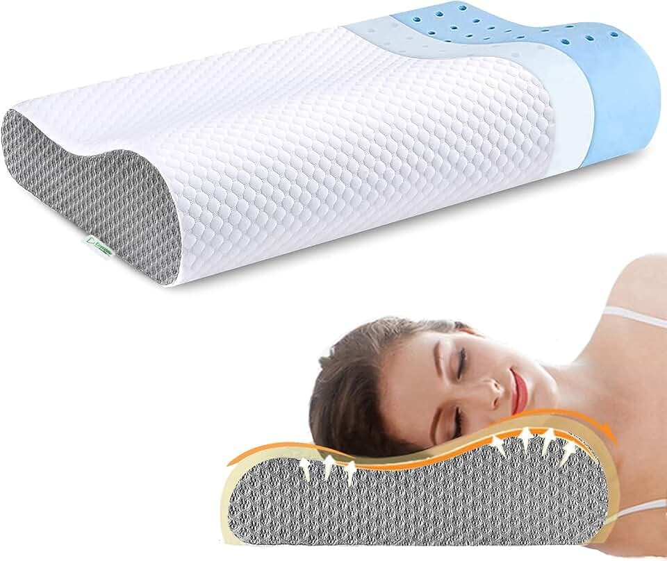 Memory Schaum Kissen Kopfkissen, Nackenstützkissen, Ergonomisches Nackenkissen für Verschiedene Schlafpositionen mit abnehmbarem Bezug