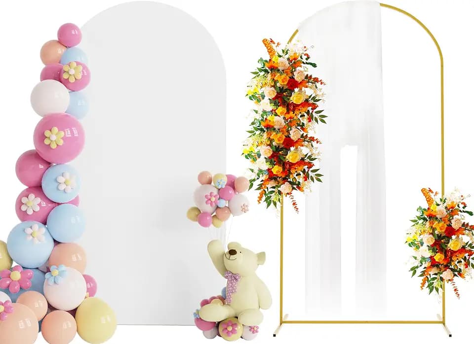 Putros Arch Backdrop Stand and Cover Set, 6.6ft Arch Stand with White Cover