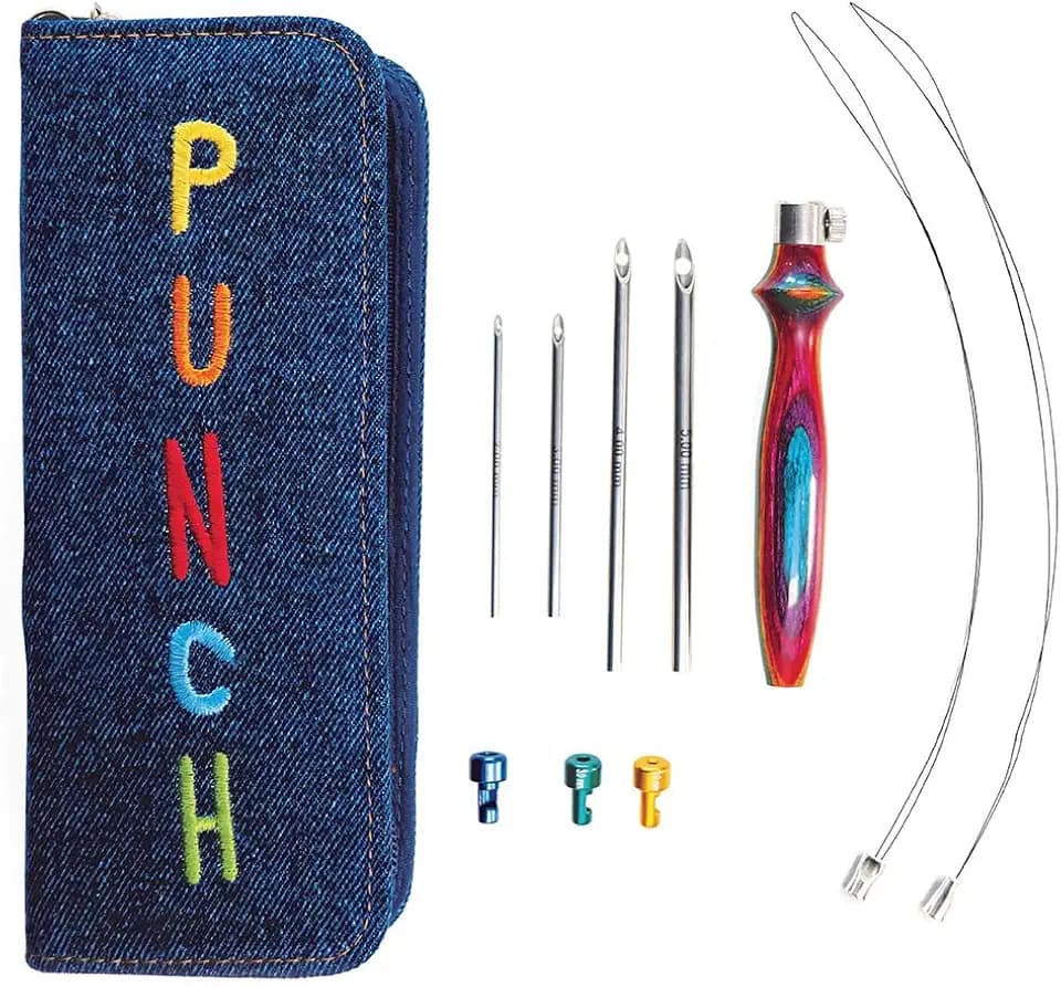 KnitPro - KnitPro Glatt Fertig Beschwingt Holz und Glänzend Metall Punch Nadeln Stickerei Bausatz - 1 Satz, Blau