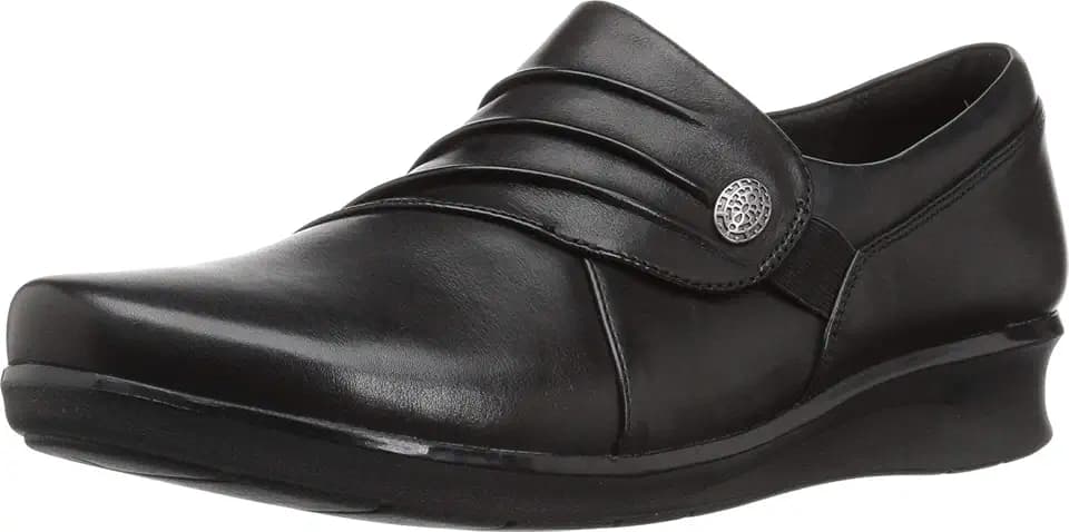 Clarks womens Hope Roxanne Loafer, Black Leather, 8.5 US