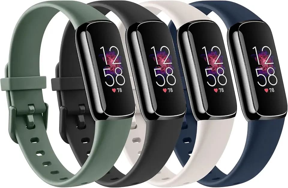AK Armbänder kompatibel mit Fitbit Luxe Armband für Damen und Herren, 4 Stück, weiches Silikon, verstellbar, Sport-Ersatzarmbänder nur für Fitbit Luxe