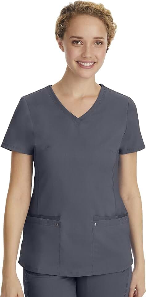 Healing Hands Purple Label V-Neck Scrub Tops Women Soft Stretch 2 Pockets
