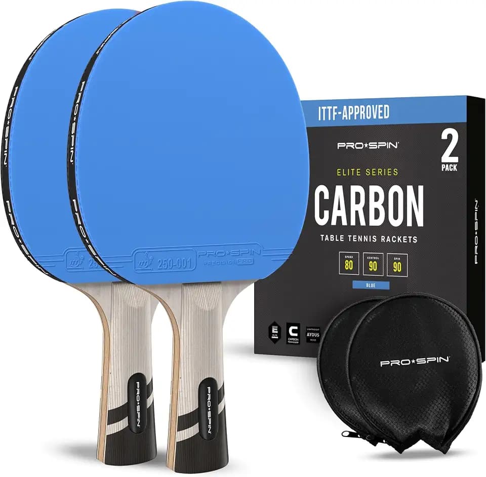 PRO-SPIN Tischtennisschläger – ITTF-zugelassener Carbon Profischläger für überlegene Präzision und Spin | Profi-Obergummi, 2,0 mm Schwammstärke, Schutzhülle