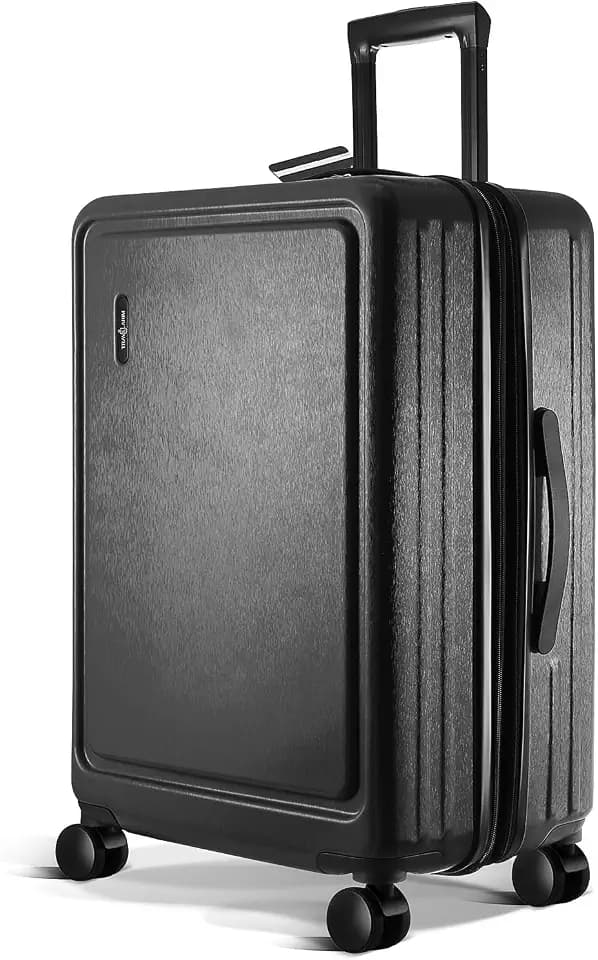 TRAVELARIM 24 Inch Checked Luggage with Spinner Wheels, Medium Suitcase