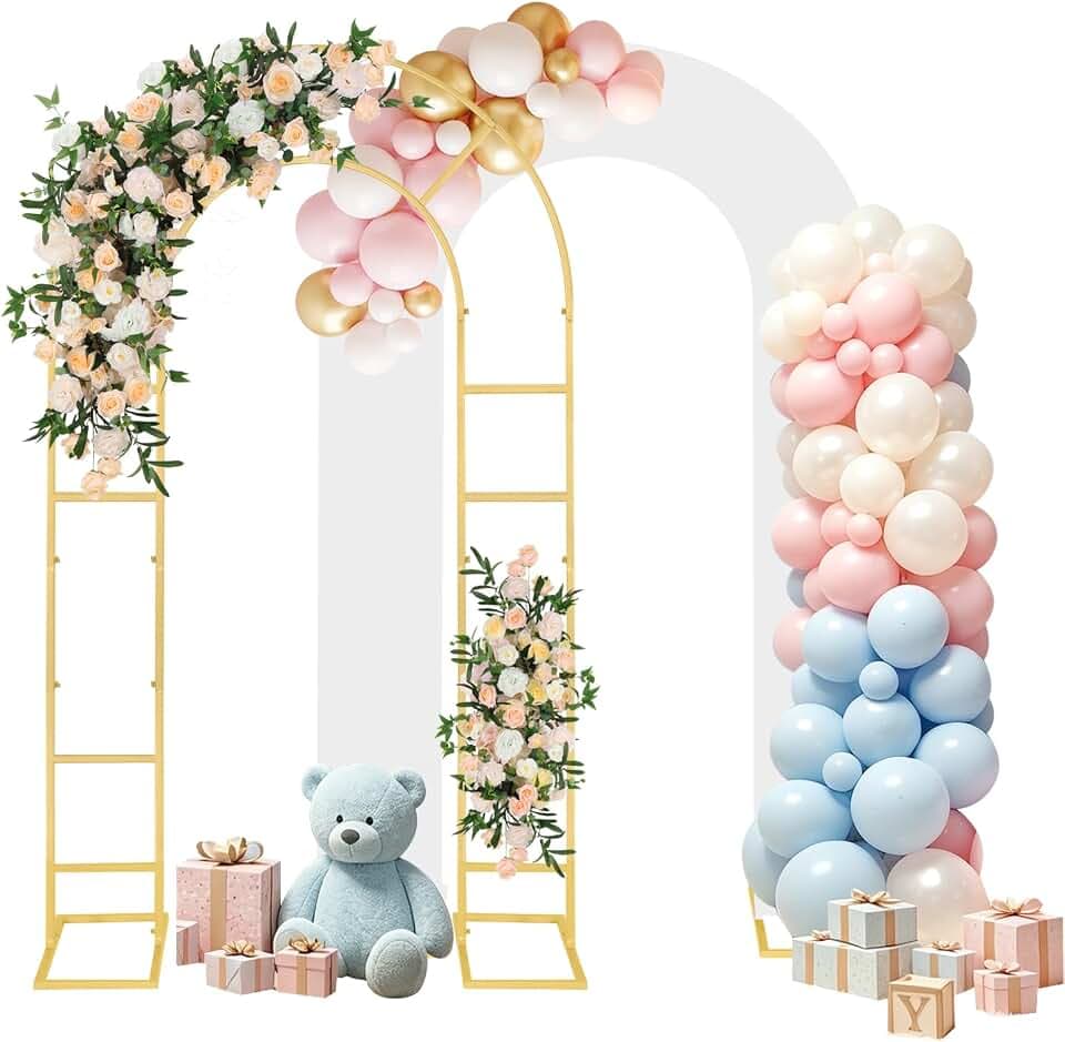 U-Shaped Arch Backdrop Stand with Backdrop Cover, 7.2FT Balloon Arch Stand