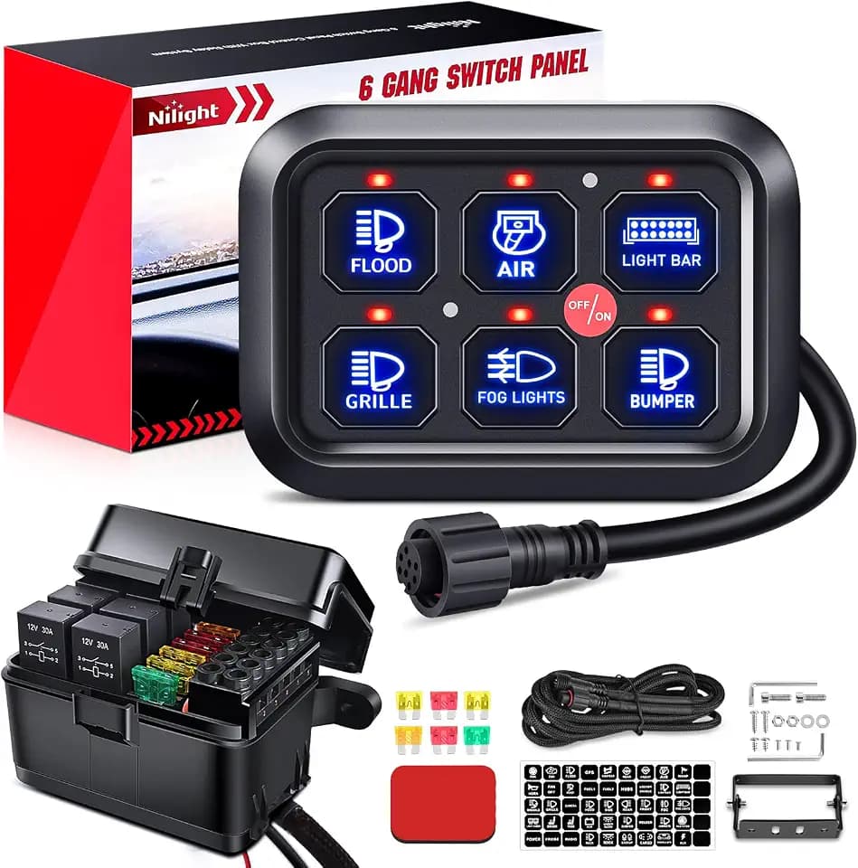 Nilight 6 Gang Switch Panel Relay System Automatic Dimmable