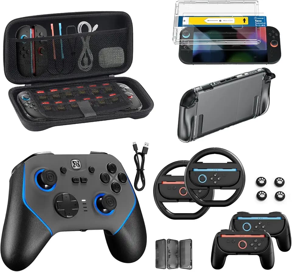 Pro Controller Accessories Bundle for Nintendo Switch 2, 17-in-1 Game Kit