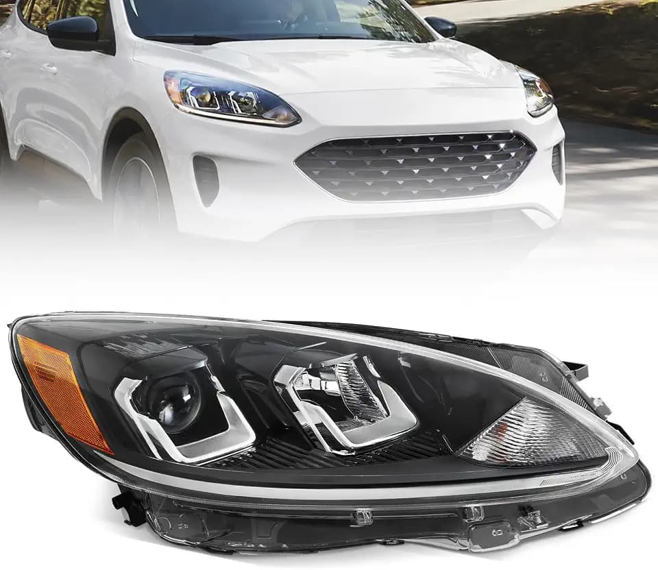 Headlight Compatible with 2020 2021 2022 Ford Escape SE/SEL/Hybrid w/o DRL(Passenger Side (Right))