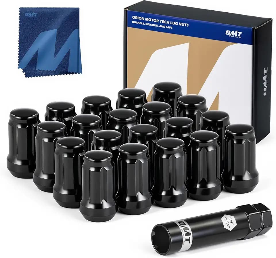 OMT M12x1.5 Lug Nuts with Cone Seat, 20pcs Lug Nuts Set with 1 Socket Key