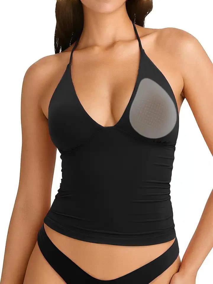 SUUKSESS Women Double Lined Halter Tank Top Summer Padded Going Out Tops Sleeveless Basic Shirts