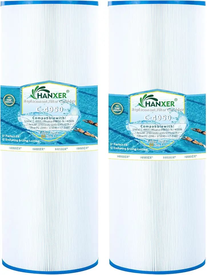 PRB50-IN Spa Filter Cartridge Compatible with C-4950, 413-212-02, Filbur FC-2390, 03FIL1600, 17-2380, J200 Series, SD-00201, SD-00455, 40506, 50 Sq.Ft Hot Tub Filter, 2 Pack