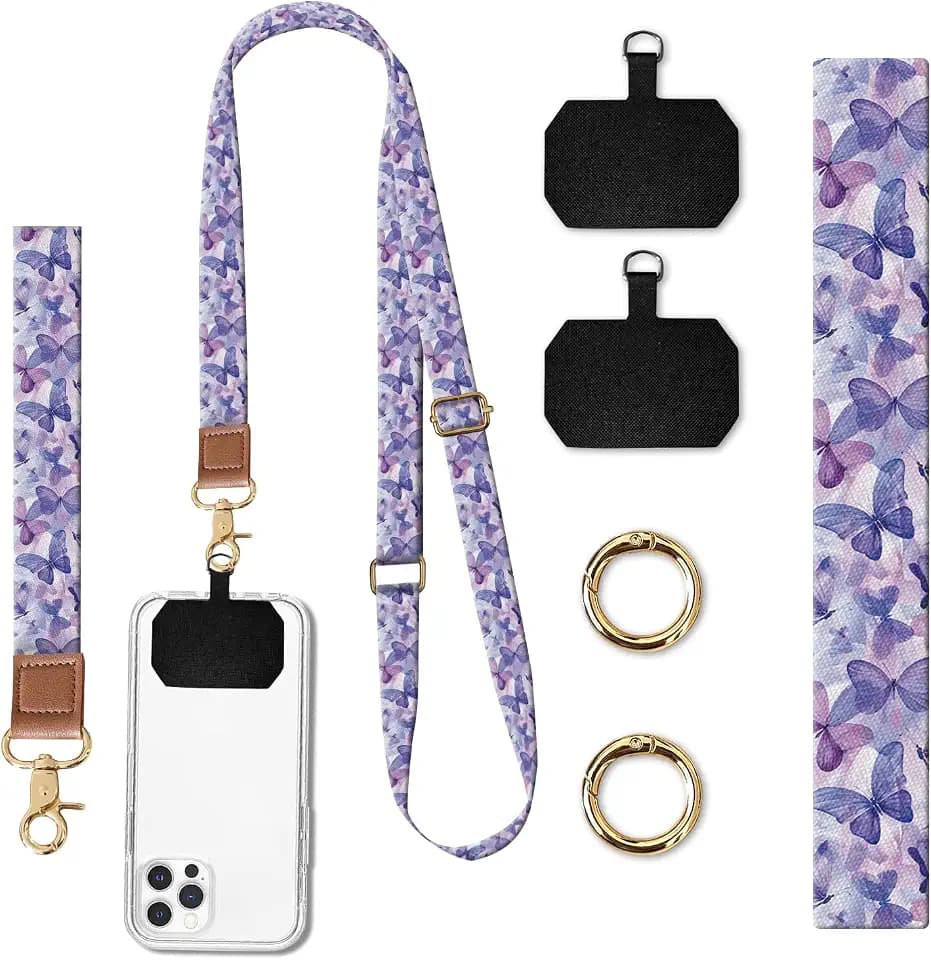 Phone Lanyard Crossbody Wrist Strap, Universal Adjustable Neck Strap for Phone Case Keys ID Badges, Travel Essential