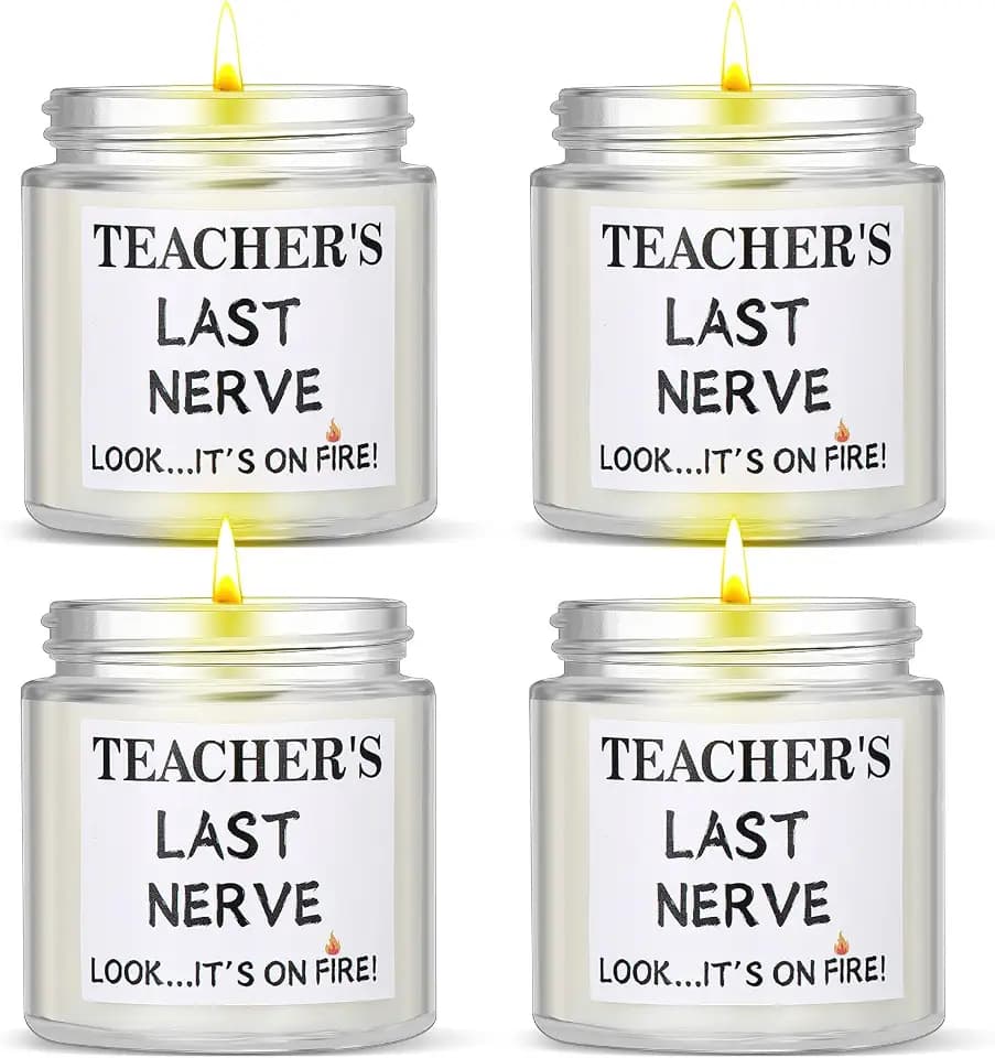 MTLEE 4 Pcs Xmas Teacher Appreciation Candles, 3.5 oz Scented Gift, White