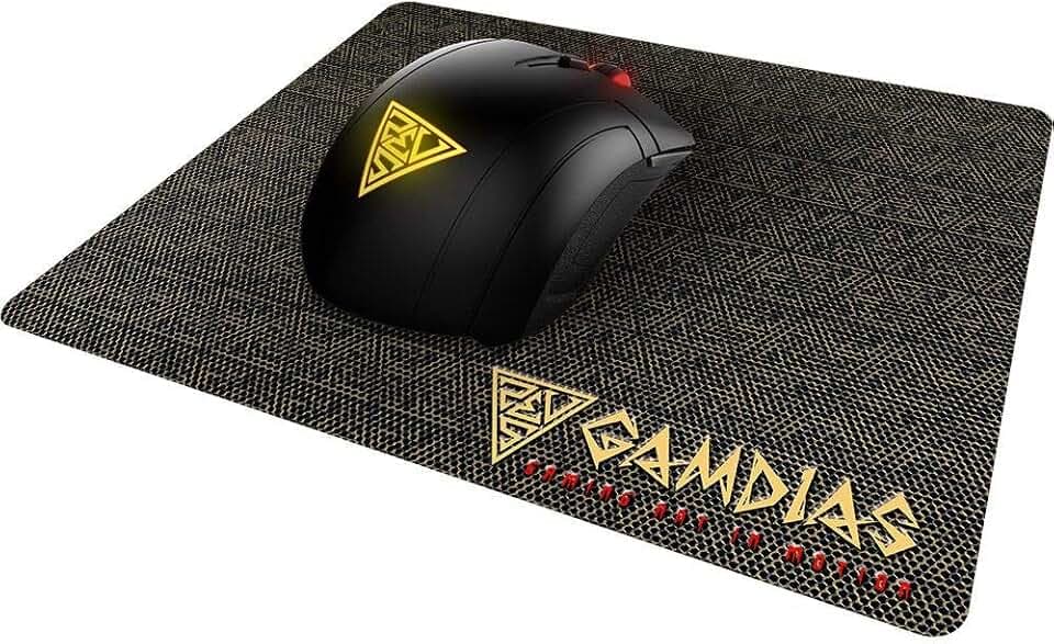 GAMDIAS Optische Gaming Maus mit 3200 DPI Sensor, 2 smart Tasten und Gaming Mauspad (DEMETER E1)