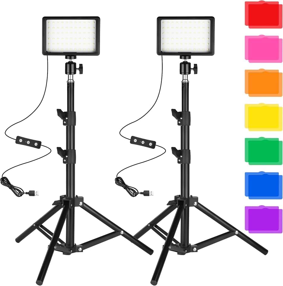LED Fotolicht Video Licht 2-Pack, Dimmbare 5600K USB Videoleuchte