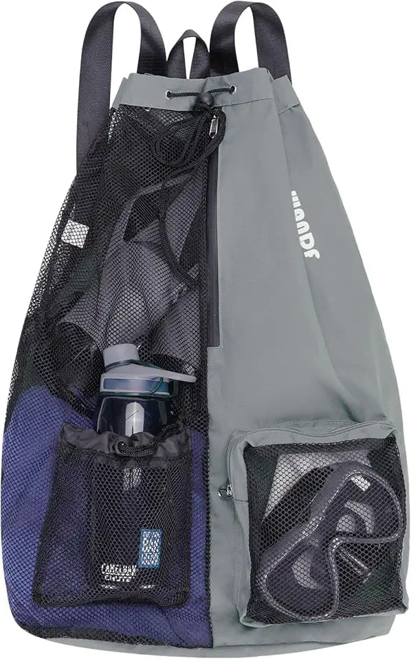 WANDF Mesh Swim Bag, Drawstring Beach Backpack