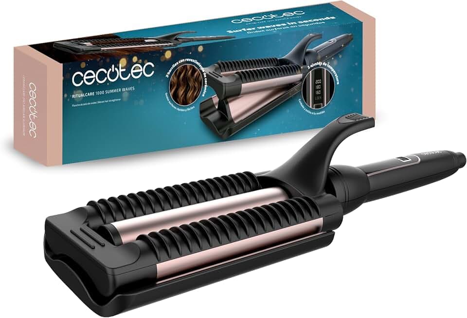 Cecotec Welleneisen RitualCare 1000 Summer Waves 3 Barrel, Keramik 25mm LED