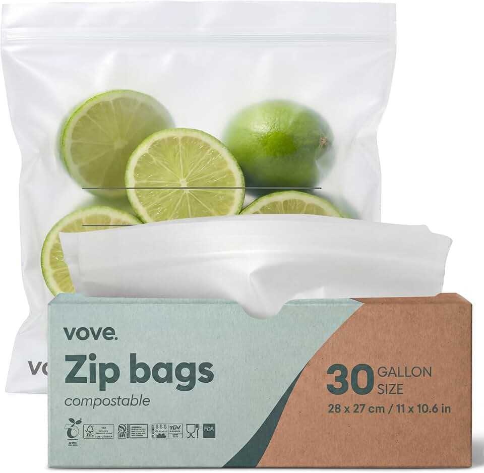 Vove Kompostierbare Gefrierbeutel 4 L, 30 Stück, extra robust