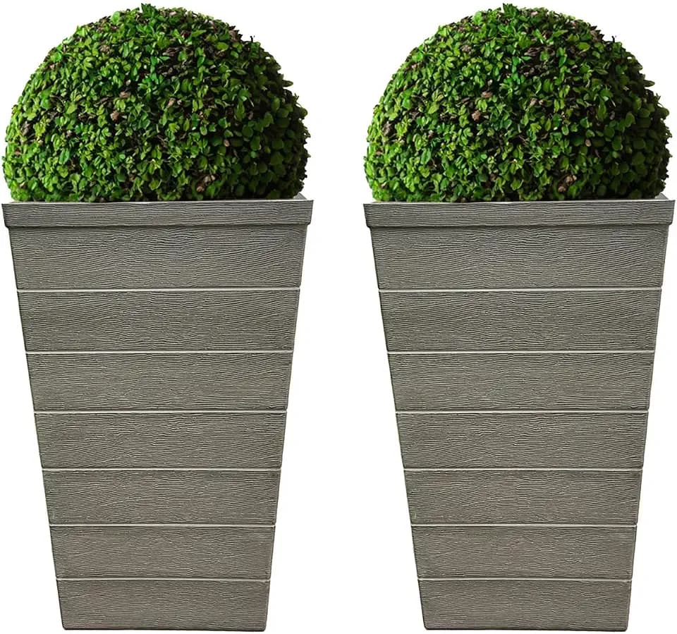 EMSCO Tall Accent Planters – 2-Pack - 22.5" H Tapered Resin Planters for Front Porch, Entryway, Patio & Garden