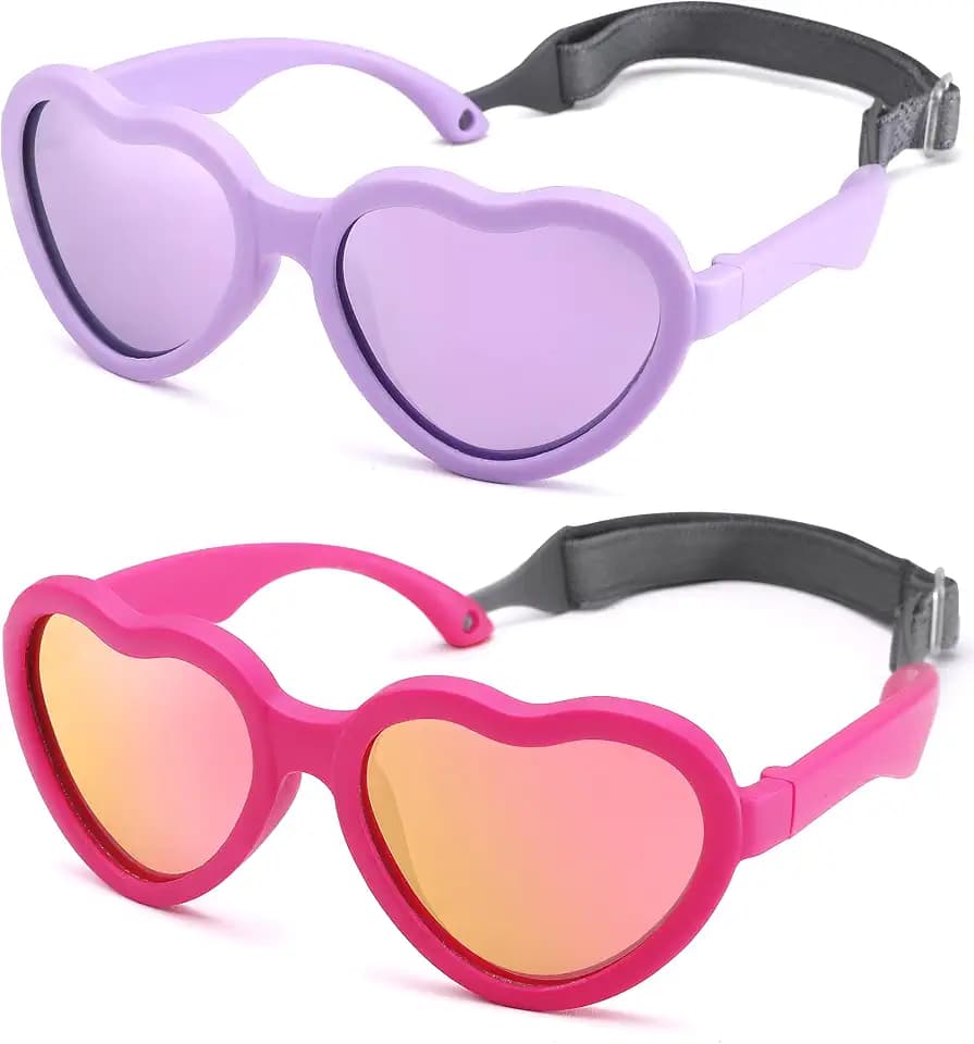 NULOOQ Flexible Heart Polarized Baby Sunglasses for Infant Age 0-24 Months