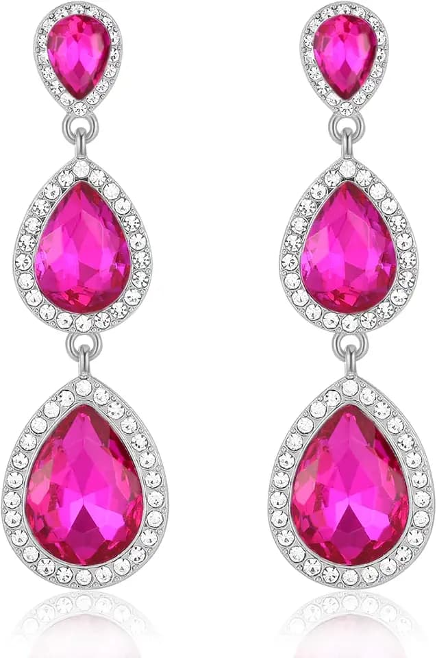 Vintage Rhinestone Teardrop Dangle Earrings
