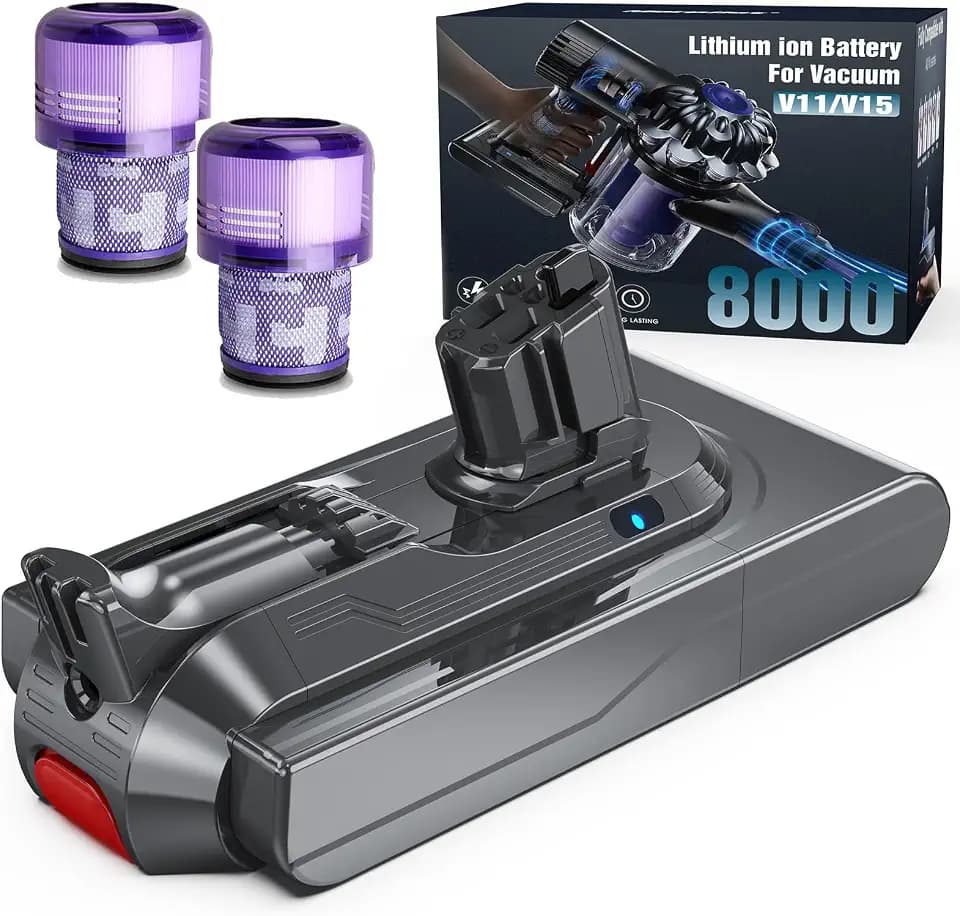 V11 Akku, Morpilot 25.2V 8000mAh Ersatzakku für SV15/SV16/V11 Outsize/Absolute Extra/Absolute Pro/Fluffy Extra/Toque Drive/Animal Cordless Stick mit 2 Stück Filtern