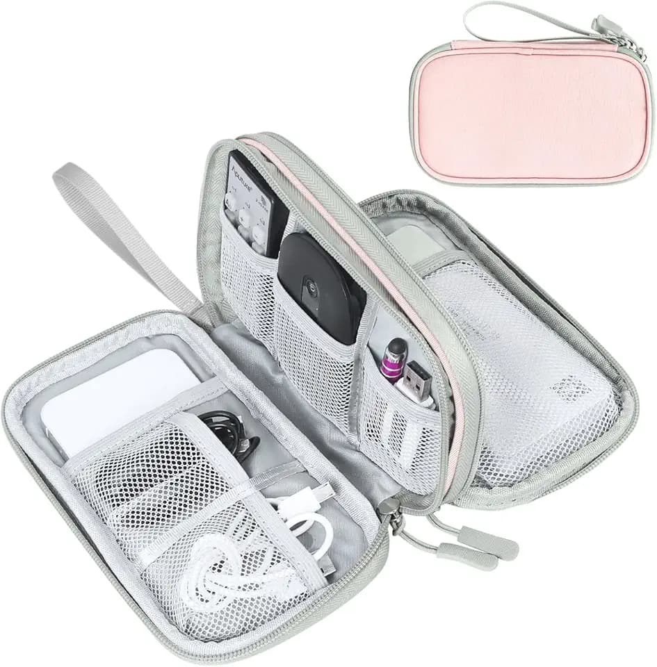 FYY Electronic Organizer, Travel Tech Pouch Bag, Medium, Light Pink