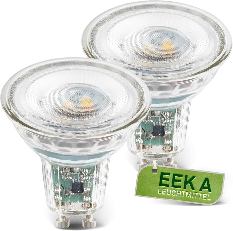 BRILONER - EEK A 2er Set LED Lampe GU10 Glas, warmweißes Licht, 2,5W, 450lm, LED Glühbirne, Leuchtmittel, Birne, Reflektor, Glühlampen, Bulb, 50x56 mm