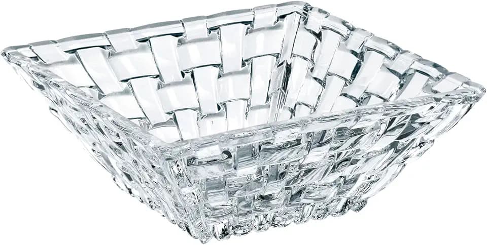 Nachtmann Bossa Nova Collection Square Dip Bowls, Set of 2, Clear Crystal Glass, Serving Dish for Sauce, Salsa, Ice Cream, and Dips, Giftable, 7.8 Inch, Clear, Dishwasher Safe