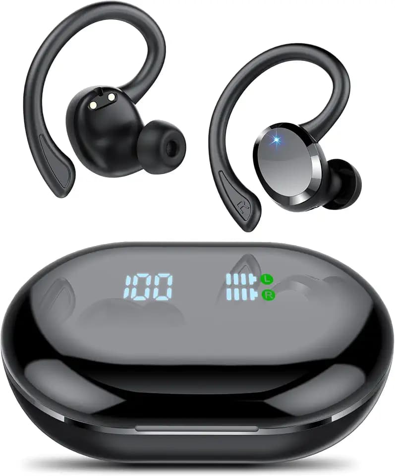 Bluetooth Kopfhörer Sport, Kopfhörer Kabellos Bluetooth 5.4 mit 4 ENC Noise Cancelling Mic, Kabellose Kopfhörer Hi-Fi Stereo Tiefer Bass Wireless Earbuds, IP7 Wasserdicht Ohrhörer LED Anzeige