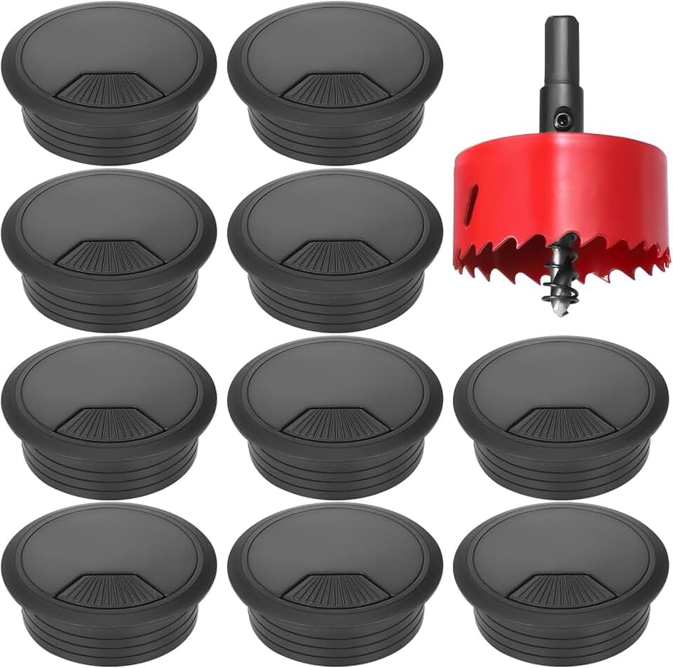 Hejo 10 Stück Schreibtisch Kabeldurchführung, 80mm Kabeldurchlass