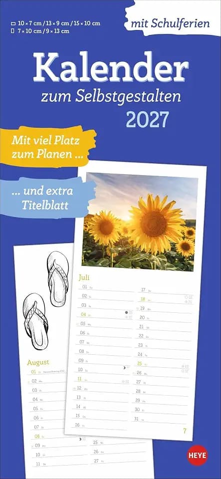 Kalender zum Selbstgestalten 2027: Blanko-Kalender zum Basteln mit extra Titelblatt für Ihr persönliches Kalender-Kunstwerk. Foto- und Bastelkalender 2027. 16 x 34 cm.