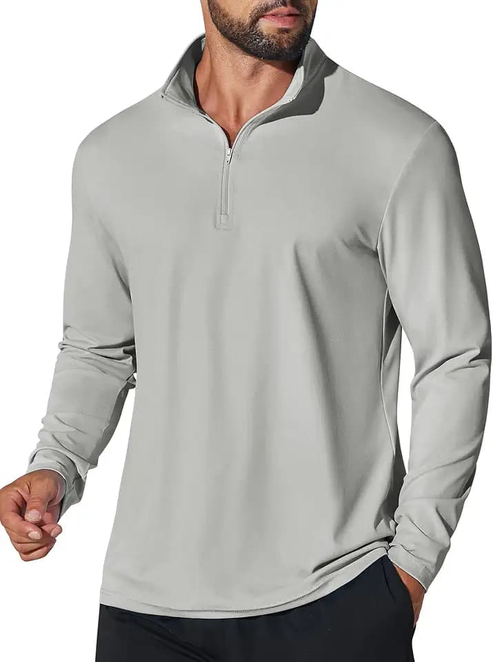 COOFANDY Mens Quarter Zip Pullover Golf Shirt Running Sweatshirt For Men
