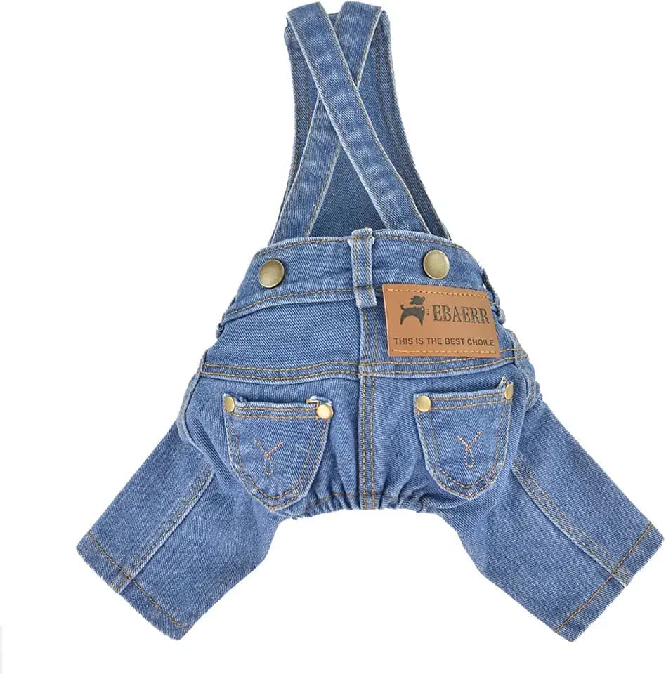 FLAdorepet Classic Dog Denim Overall Jeans Clothes Pet Cowboy Costume,M