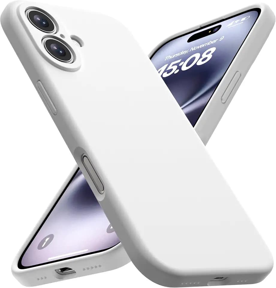 CellEver Heavy-Duty Silicone Case for iPhone 16 [Camera Protection] [Anti-Oil Coating] Military Drop Protection, Soft Scratch-Free Interior, White