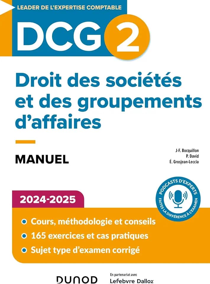 DCG 2 Droit des sociétés et des groupements d'affaires - Manuel 2024-2025