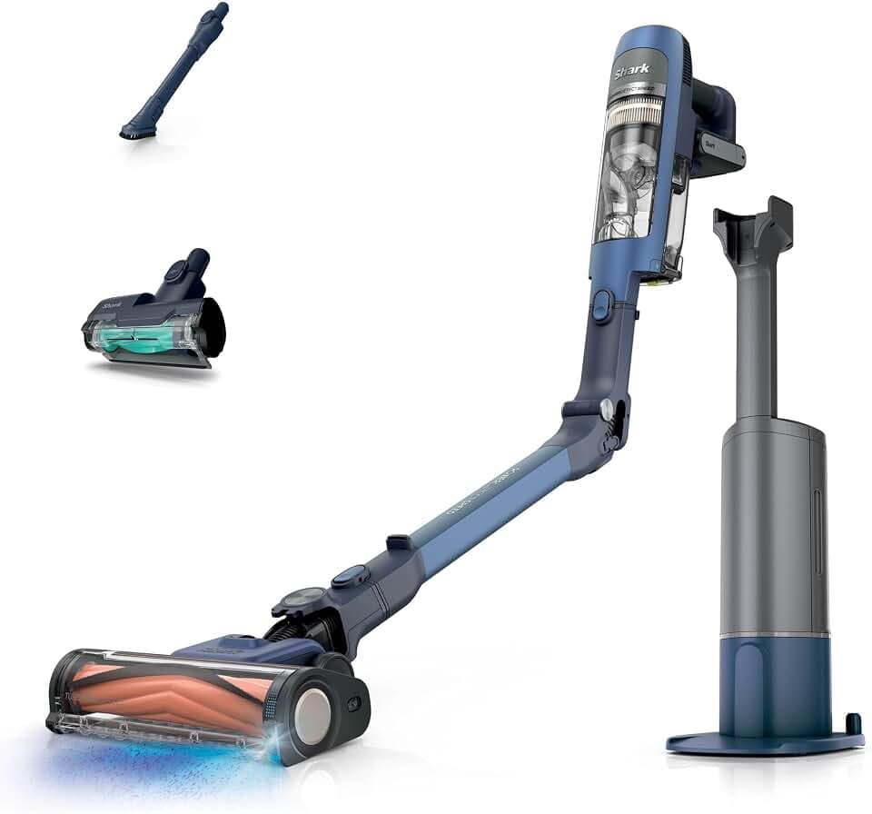 Shark PowerDetect Speed Clean and Empty Cordless Pet Pro Staubsauger, Anti-Allergen-HEPA-Filtration, bis zu 60 Minuten Laufzeit, inklusive Auto-Leer-Ladestation und 2 Werkzeugen, Ultramarine IA3241UKT