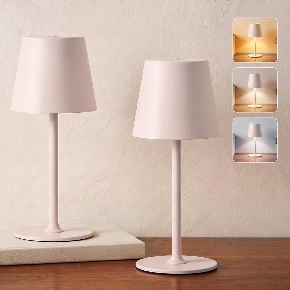 LED Tischlampe Kabellos 2er Set, Tischleuchte für Outdoor Indoor