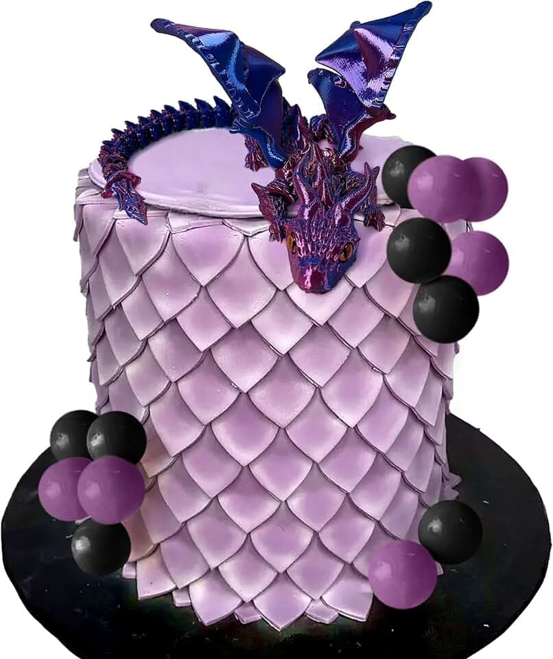Fantasy lila 3D-Drachen-Kuchenaufsatz Dracheneier Kuchendekoration