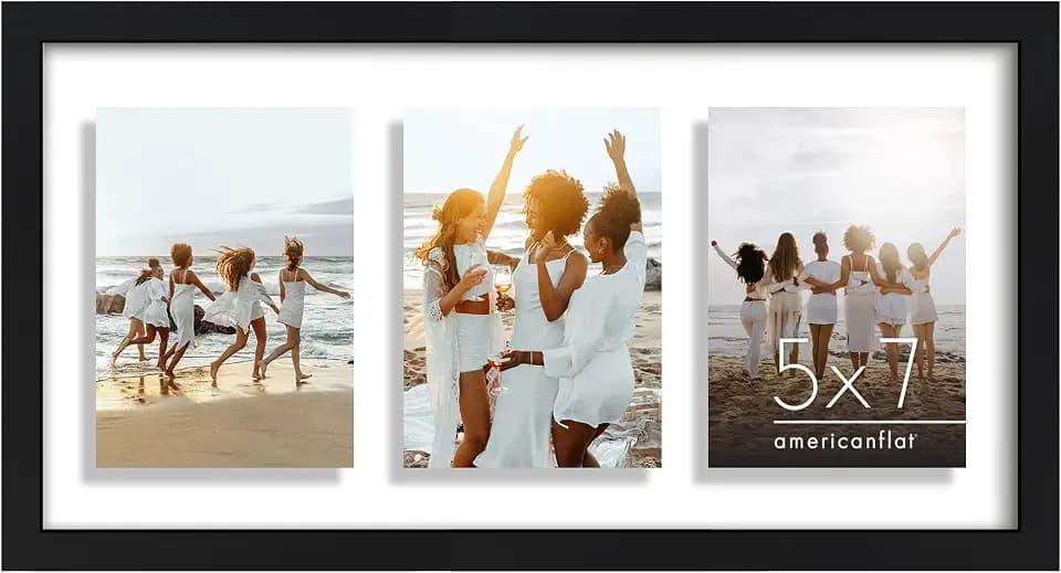 Americanflat 5x7 Floating Collage Picture Frame - Fits 3 - Black