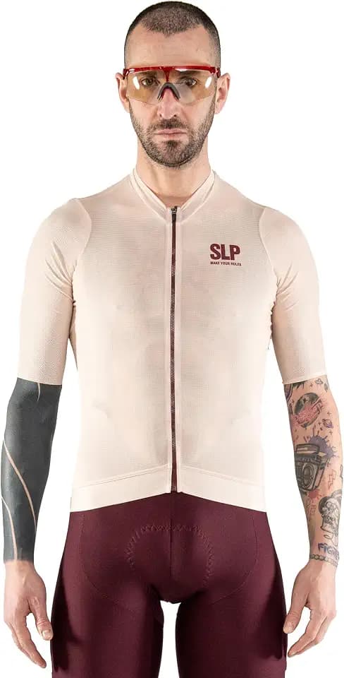 SLP. Kurzarm-Radtrikot für Herren/Damen, Transition, einfarbig, Creme, Live-Ärmelschnitt/hoch atmungsaktiv/maximaler Komfort