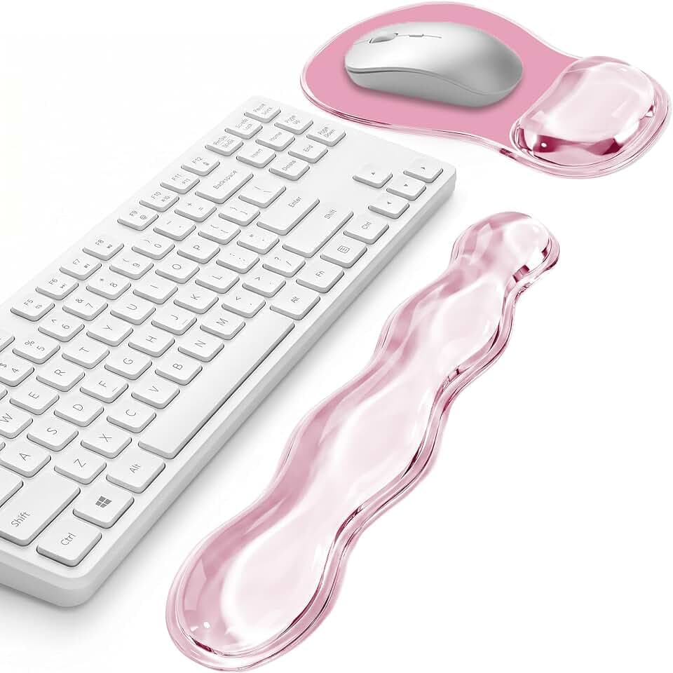 Gel Keyboard and Mouse Wrist Rest Set for Computer, Pink