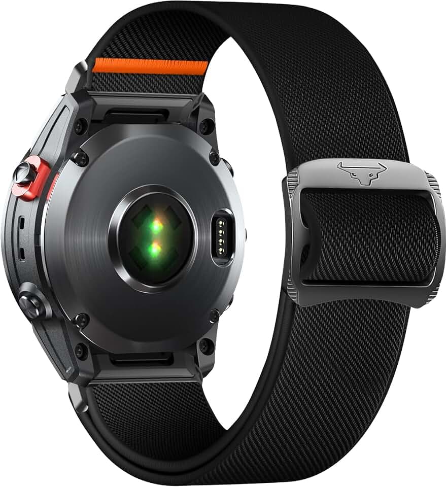 22 mm QuickFit Armband für Garmin Fenix 8/8 Solar 47 mm/7 Pro/7/6 Pro/6/5/5 Plus/E, Elastisch Nylon Armbänder für Garmin Tactic 8 47 mm, Descent G2, Epix 2, Forerunner 965/955, Schwarz