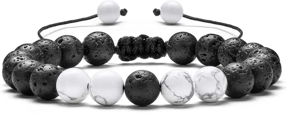 Men Women 8mm Lava Rock Aromatherapy Anxiety Essential Oil Diffuser Bracelet Braided Rope Natural Stone Yoga Gifts Beads Bracelet Bangle-21017