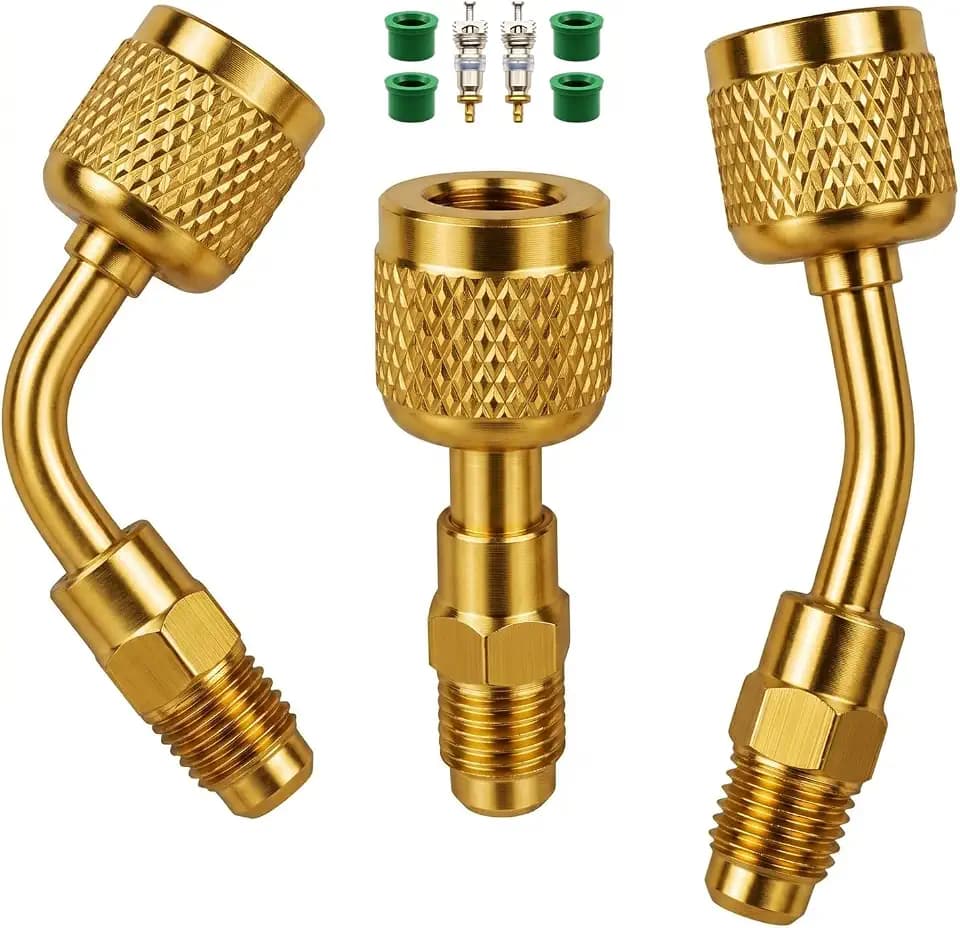 R32 R454B Brass Adapter, 1/4 Inch Female to 1/4 Inch Male Reverse Thread